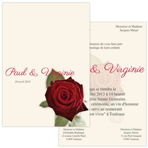 Faire-part Rose Rouge